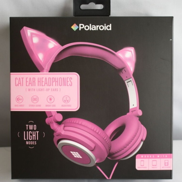 Polaroid Pink Cat Ear Headphones Light Up Ears - Picture 1 of 3
